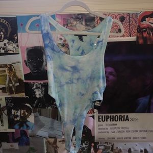 Forever 21 blue tie-dye bodysuit